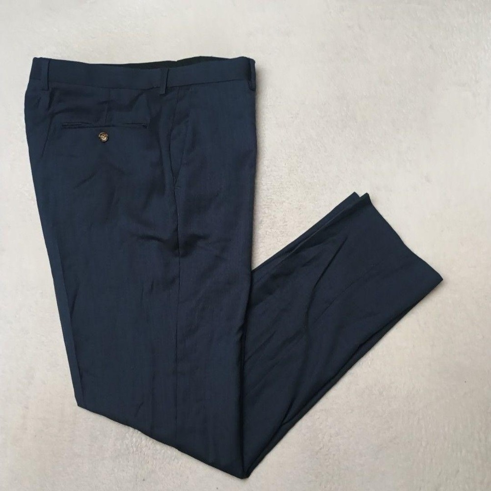 JCrew Pants Mens 36x32 Blue Wool Thompson Slim Fit Flat Dress Slacks Suit Work